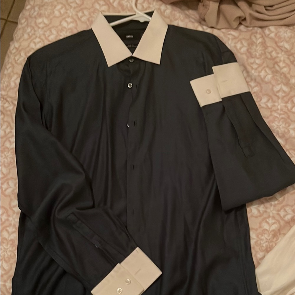 Men's Blue and White Dress Shirt